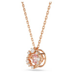 Constella pendant Round cut, Dancing stone, Pink, Rose gold-tone plated